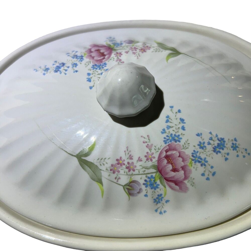 VTG‎ White Floral Single Serve Casserole Dish 8.5x5.5 Oven Microwave Safe Japan - Picture 5 of 13